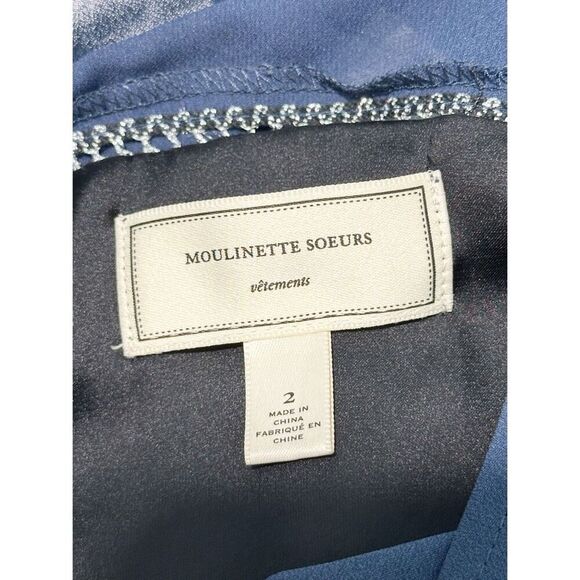 Moulinette Soeurs Women's Tweed Sleeveless Mini Dress Two-Tone Blue Black Size 2 - Picture 2 of 13